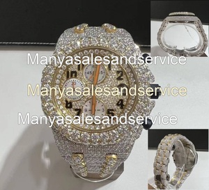 Reloj Cronógrafo con Incrustaciones de Moissanita VVS, Caja Redonda, Esfera de Cristal, en Acero Inoxidable, Resistente al Agua 10 Bar, Cierre de Pulsera - Product Image 2