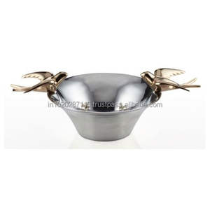 Bol à chocolat en métal décoratif de luxe en acier inoxydable poli pour cuisine moderne présentoir de desserts de fête de vacances - Product Image 6