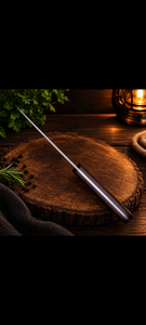 Couteau de chef artisanal en acier Damas de qualité industrielle avec manche en bois et étui en cuir pour le camping en plein air - Product Image 2