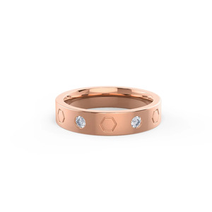 Yellow Gold Hexagon Flush <b>Set</b> Lab Grown Diamond <b>Men</b>’s Wedding Band <b>Ring</b> - Product Image 3