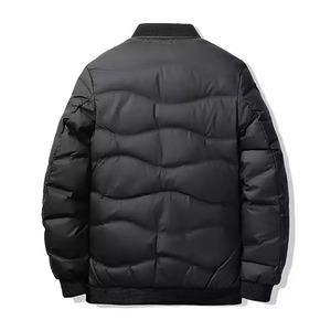 Veste matelassée pour homme à col montant, coupe-vent, zippée, épaisse, en duvet, pour l'hiver, noire, décontractée - Product Image 6