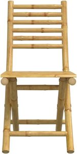 Natural Bamboo Dining <b>Chair</b> With Round <b>Table</b> <b>Foldable</b> Outdoor Backyard Furniture Set Light Weight Portable Bamboo <b>Chair</b> - Product Image 2