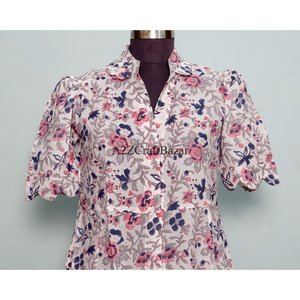 Indian Designer Kangura Style 100% cotton Casual Knitted V-neck Midi <b>Dresses</b> <b>Women</b> Washable Floral Print Button Decoration <b>dress</b> - Product Image 2