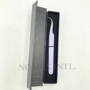 Pinzas de extensión de pestañas de acero inoxidable con polvo de diamante con logotipo personalizado profesional punto curvo fuerte sostenible - Product Image 4
