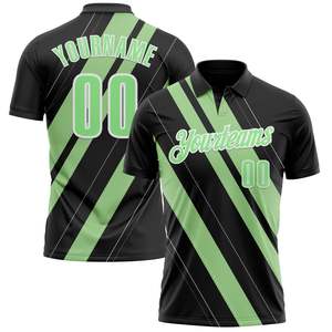 Custom Sublimated <b>Soccer</b> Jersey Men's Short Sleeve Black Green Striped Quick Dry Polo Shirt Adult Regular Fit Team Apparel - Product Image 1