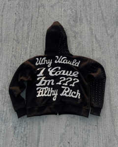 เสื้อสเวตเตอร์ผ้าเฟรนช์เทอร์รี่หนาแบบ500GSM กำหนดเองเสื้อกันหนาวปักลายซิปเต็มเสื้อแจ็คเก็ตมีฮู้ดประดับพลอยเทียม - Product Image 3