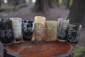 Personalizado exquisito Vintage oso bebiendo Koi taza hecha a mano cuerno Natural corto antiguo tallado estilo Animal negocio perfecto - Product Image 6