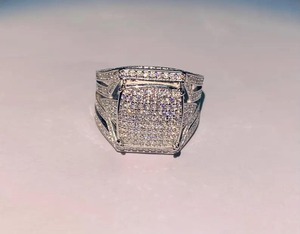 Square Moissanite Pinky <b>Ring</b> 925 Sterling Silver <b>Iced</b> Out Hip Hop Jewellery VVS Diamond Luxury <b>Ring</b> - Product Image 1