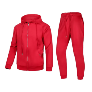 Chándal Rojo con Capucha para Hombre, Sudadera con Cierre Completo y Bolsillos Laterales, Transpirable, de Algodón, Informal, para Otoño - Product Image 3