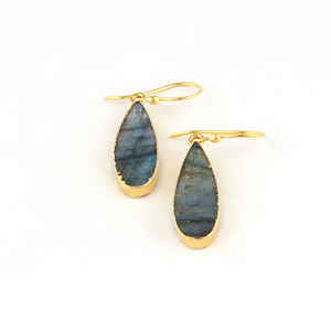 ต่างหูทอง 18k คุณภาพสูง ชุบทองเหลือง ประดับด้วยหินลาบราดอไรต์ทรงหยดน้ำธรรมชาติ ขายส่งเครื่องประดับสำหรับผู้หญิง - Product Image 4