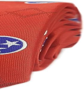 Red <b>Polyester</b> <b>Tie</b> with Blue Circle and White Stars Pattern Machine Embroidered Business Gift Accessory - Product Image 3