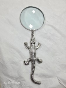 Silver Crocodile Magnifying Glass Handheld Animal Handle Magnifier Vintage Desktop <b>Decor</b> Luxury Gift Metal Craft Handicraft - Product Image 3