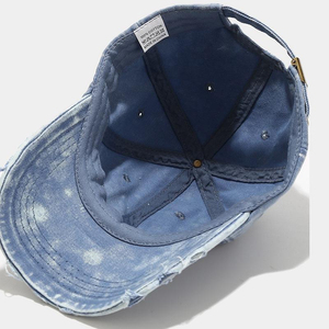 CUSTOM BRAND Washed Cotton Denim Baseball <b>Cap</b> 6-Panel Adjustable Unisex Casual Hat with Rivet Spring Summer Style - Product Image 5
