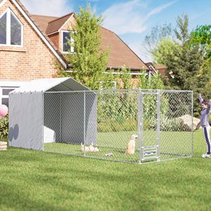 Grande Recinto per Cani in Rete Metallica Zincata con Copertura Impermeabile Anti-UV 6m x 2.3m x 2.3m per Cani di Taglia Media e Grande - Product Image 2