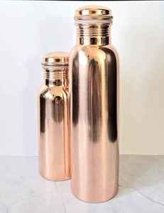 Mirror Finish Copper Water <b>Bottle</b> Seamless Plain Design Reusable Metal Drink <b>Flask</b> Leakproof Daily Hydration Container - Product Image 3