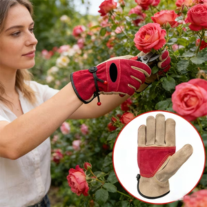 Gants de travail mécaniciens respirants personnalisables en cuir de vache rouge résistant à la chaleur Vantrex Industries VI-LWG-5056, niveau de protection ANSI/ISEA 1 - Product Image 5