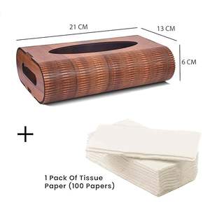 TW wooden <b>tissue</b> <b>box</b> holder 21 cm 13 cm 6 cm rectangular modern home bathroom table decor accessory stylish reusable organizer - Product Image 1