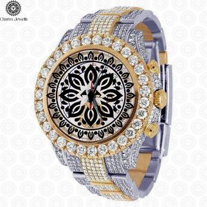 Montre de luxe Charm_Jewells en acier inoxydable, cadran 40 mm, chronographe mécanique analogique, lunette sertie de diamants, bracelet unisexe tendance, 10 bars - Product Image 4