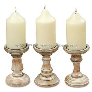 Porte-bougie en bois fait main pour la décoration de la maison, centre de table, décoration de mariage, finition naturelle rustique, pièce de design - Product Image 4