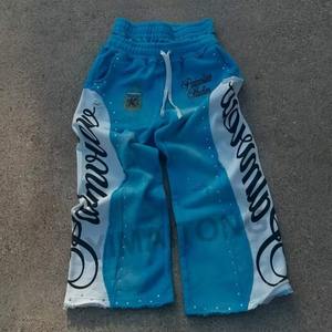 Pantalon de jogging ample en coton molletonné à double couche avec taille haute et imprimé, coupe large, pour homme, fabriqué sur mesure - Product Image 2