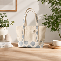 Tas Tote Kanvas Katun Motif Polkadot Mewah dengan Pegangan Bahu Panjang Ramah Lingkungan Ringan Unisex Ukuran Dapat Disesuaikan untuk Belanja