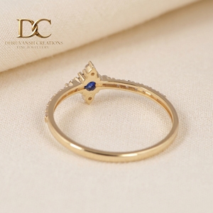Nuevo Anillo de Lujo de Oro Amarillo Sólido de 14 Quilates con Certificado IGI, con Diamante Cultivado en Laboratorio y Zafiro Azul Real, Joyería para Mujer - Product Image 4