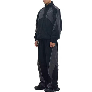 Ensemble coupe-vent décontracté deux pièces pour homme, personnalisé, grande taille, à séchage rapide, en nylon et polyester, style patchwork, vente en gros - Product Image 2