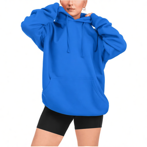 Sweat-shirt à capuche noir unisexe surdimensionné avec poche avant, coupe classique, tissu en molleton français, vêtement d'automne - Product Image 2