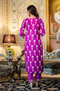 Women's Pair Top-Bottom Dupatta Salwar Kameez Cotton <b>Blend</b> Faux Fabric Modern All Seasons - Product Image 2