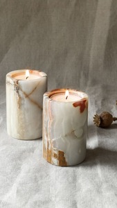 Luxury <b>Large</b> Natural Onyx Stone <b>Candle</b> Handcrafted Alabaster Jar <b>Scented</b> <b>Candle</b> For Premium Home Ambience - Product Image 5