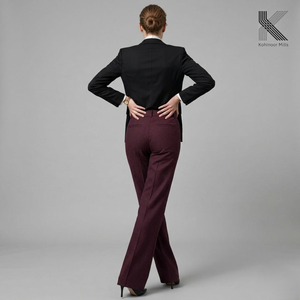Pantalon évasé pour femme en coton et élasthanne, tissu sergé 360 GSM, OEM ODM - Product Image 2