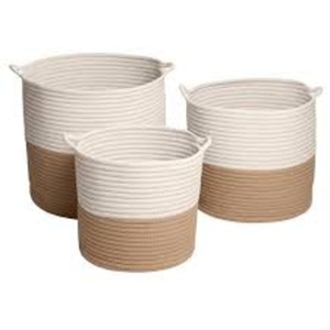 Clothing Organizer Foldable <b>Collapsible</b> Stackable 100% Cotton Woven Eco-Friendly Durable Lightweight Portable Modern Basket - Product Image 2