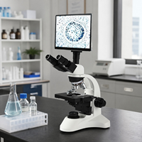 Digital Trinocular Biological Microscope | 1000X-1600X LCD HD Laboratory Microscope with Halogen Light for Dental Research