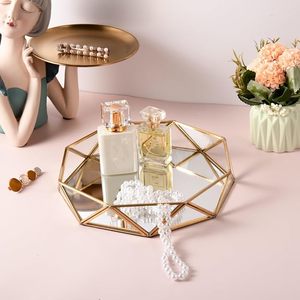 Modern Metal and <b>Mirror</b> Tray with Raised Edge Elegant Polished Finish Decorative Rope Format Movable Platter for Home Hotel - Product Image 3