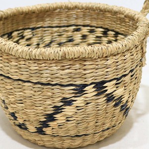Panier de rangement multifonction en jonc de mer rustique avec poignées tressées, forme ronde, pour le stockage des légumes, écologique - Product Image 2
