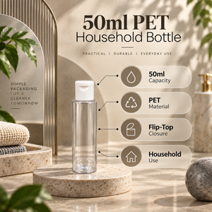 Transparent 50ml PET Household <b>Bottle</b> | <b>Empty</b> <b>Plastic</b> Container with Flip Top Cap for Cleaning Supplies Personal Care Storage - Product Image 5