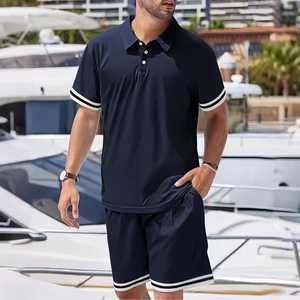Polo Azul Marino para Hombre, Manga Corta, Corte Regular, Tejido de Punto, 100% Poliéster, Secado Rápido, Estilo Casual, Color Sólido - Product Image 1