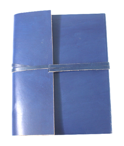 Carnet promotionnel personnalisable en cuir véritable bleu de haute qualité, fait main, avec reliure cousue TC, couverture rigide, 48 feuilles, sublimation. - Product Image 1