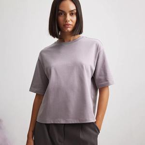 Women's Short Sleeve Cotton Jersey T-Shirt Casual Solid Color Regular Fit Knitted Plain Dyed <b>Top</b> - Product Image 1