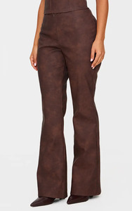 Pantalones de Moda de Cintura Media de Piel Sintética con Bajo Acampanado para Mujer, de Secado Rápido, Transpirables, de Ajuste Holgado, Estilo Urbano, 260 g/m², de Ante Sintético - Product Image 3
