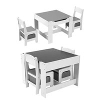 Set Meja Kursi Aktivitas Anak 3-in-1 Kayu Ergonomis Modern untuk Balita Ramah Lingkungan untuk Sekolah & Ruang Keluarga
