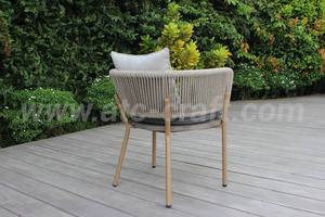 Modern Outdoor Patio Dining Set with Rattan Chairs and Wooden <b>Table</b> for Garden Use - Product Image 2