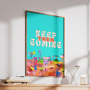 Impression sur toile sur le thème de la cuisine, affiche illustrative de fête avec des boissons éclatantes, décoration murale amusante pour les amateurs de boissons - Product Image 3