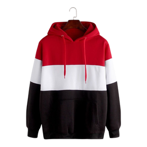 Sudadera con Capucha Color Block Verde Oliva, Blanco y Negro para Hombre, Estilo Urbano, Casual, Resistente al Viento, Transpirable, de Poliéster/Algodón - Product Image 6