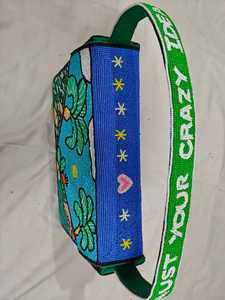 Handcrafted Seed Bead Embroidered Lightweight <b>Square</b> Shape Customizable Clutch Bag - Product Image 4