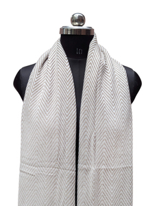 Premium Beige Cream Zigzag Scarf for Women, 28x80 Inch Handmade Wool Acrylic Stole, Best Quality Soft Fiber Winter Wrap Shawl - Product Image 6