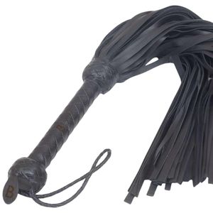 Flogger en cuir robuste avec franges épaisses et poignée renforcée pour des jeux d'impact intenses - Product Image 1
