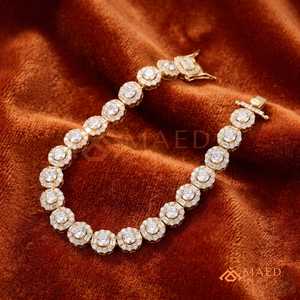 Pulsera de Cadena Fina con Moissanita Dorada, Joyería de Moda de Los Ángeles, Regalo Elegante para Uso Diario - Product Image 2