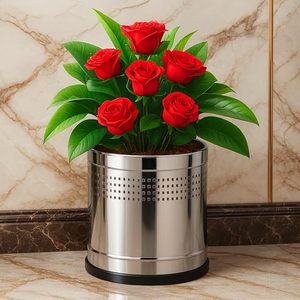 Luxury Stainless Steel Garden Planter Corrosion Resistant Modern Metal Plant <b>Pot</b> for Indoor Outdoor Use Home Office Decoration - Product Image 2