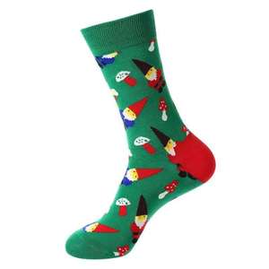 Kivotech Crew <b>Socks</b> Men White Rainbow Heart Pattern Knitted Cotton Breathable Summer Daily Wear Regular Style - Product Image 4